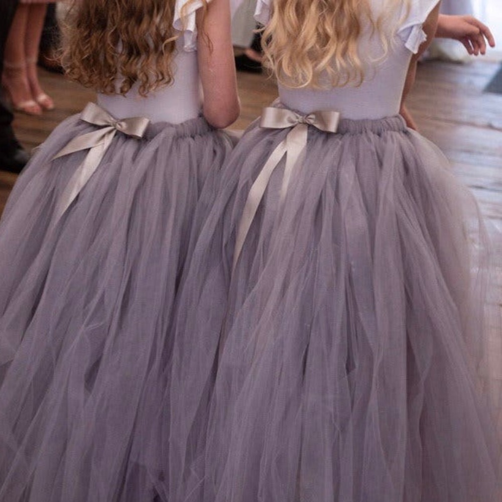 Silver Grey Tutu with Bow